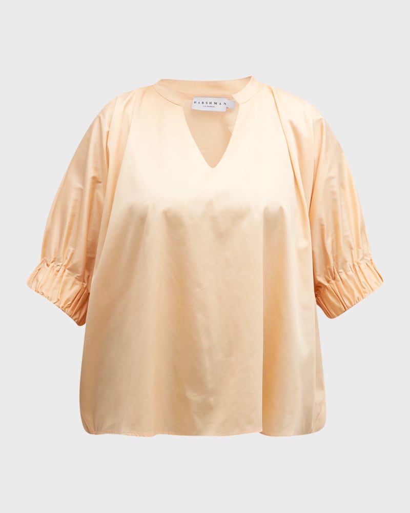 Front of a size 2X Medina Blouse in Apricot Ice by HARSHMAN. | dia_product_style_image_id:300141